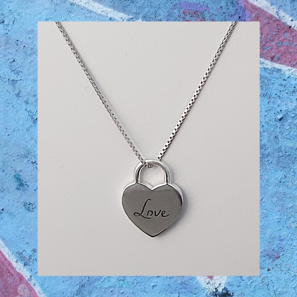 Heart Pendant Necklace Engraved Love and Forever - Picture 2 of 6